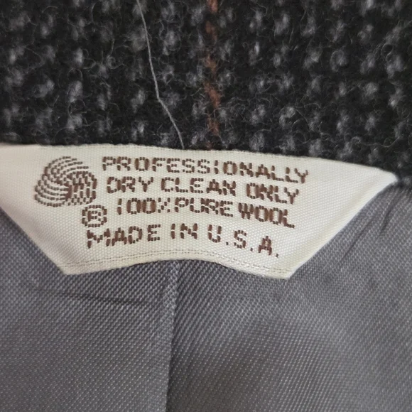 VTG 70s Centura The Broadway Wool Gray Houndstooth Blazer Sport Coat Jacket, 42R - Picture 8 of 16